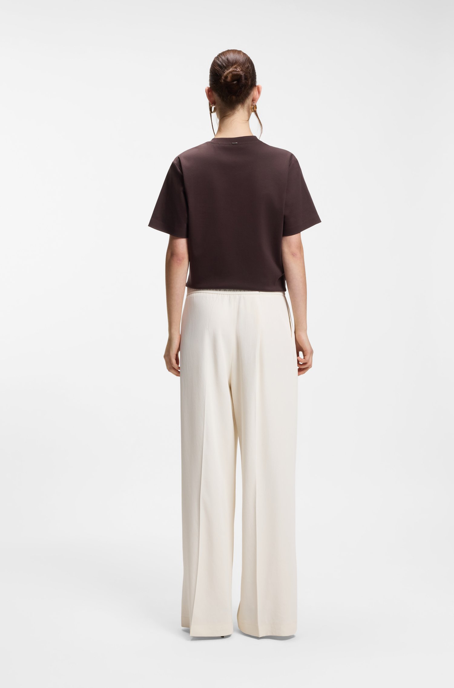 Boss Relaxed-fit wide-leg trousers in lightweight twill byxor dam – bild 2