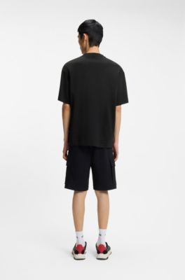 Cotton-jersey T-shirt with biker-inspired artwork, Black