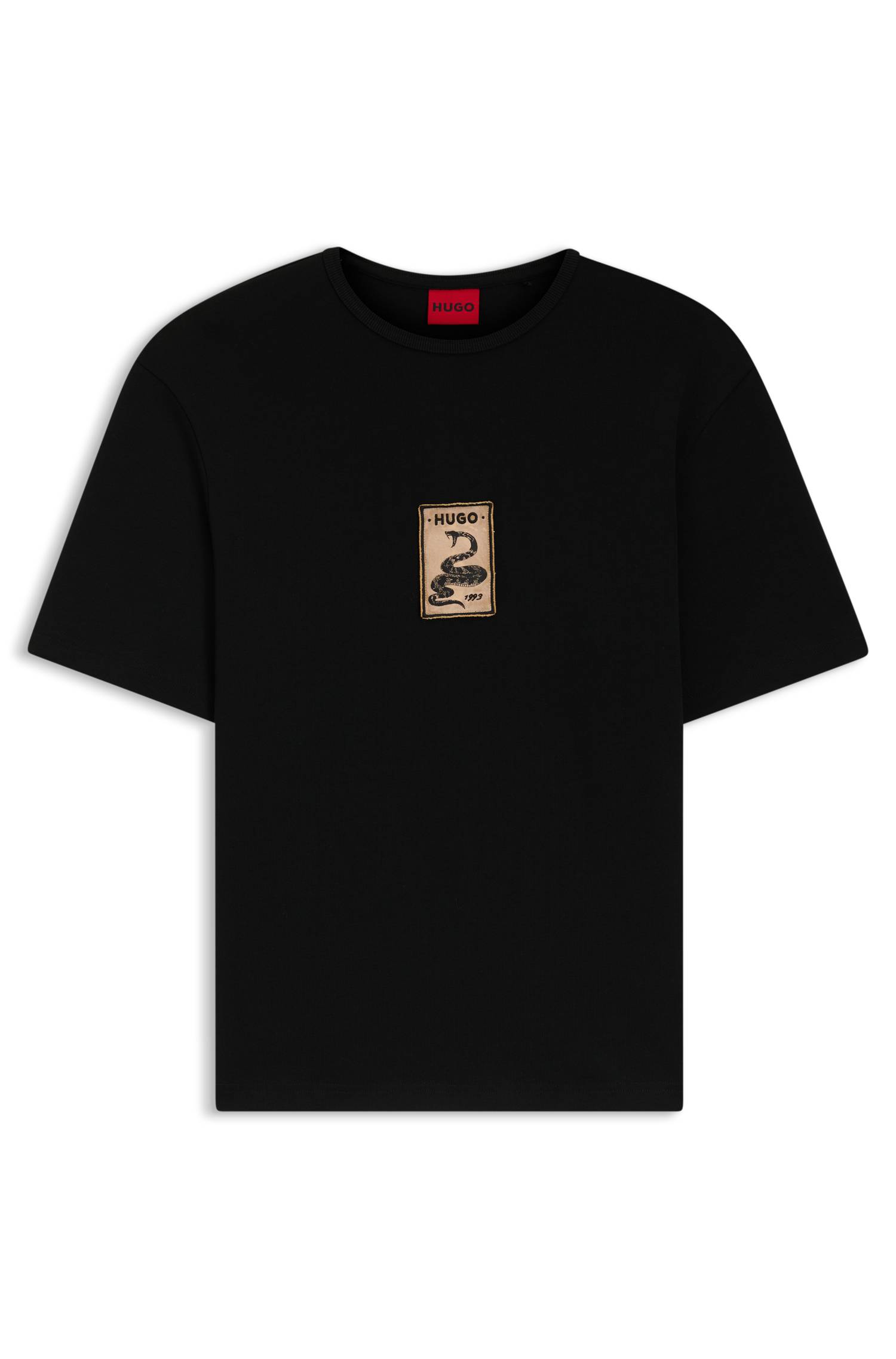 Hugo Cotton-jersey T-shirt with embroidered badge herr – bild 4