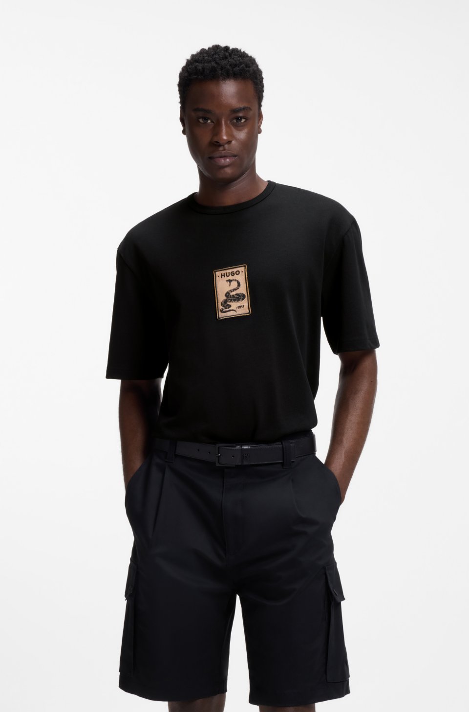 Cotton-jersey T-shirt with embroidered badge