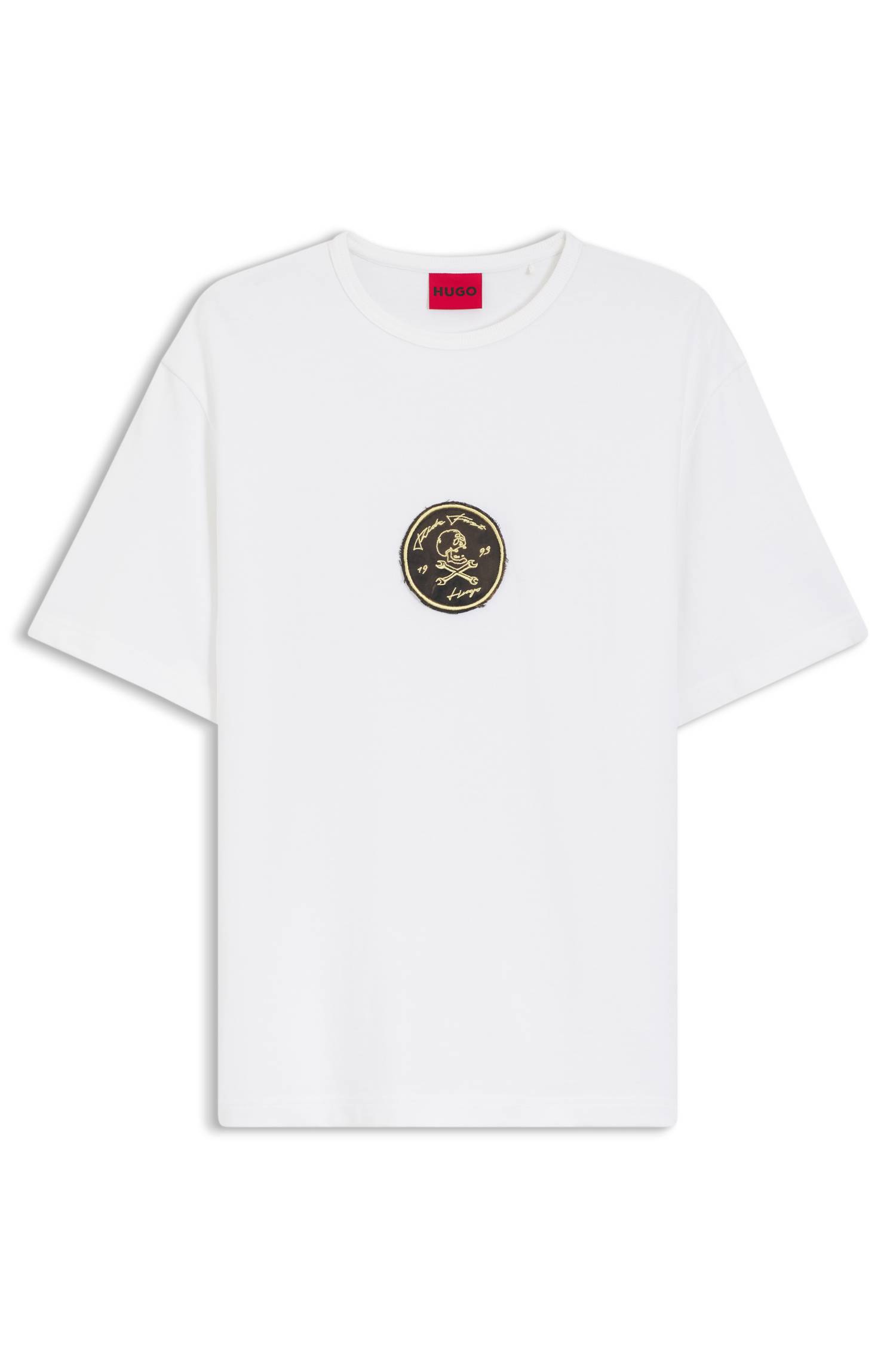 Hugo Cotton-jersey T-shirt with embroidered badge herr – bild 4