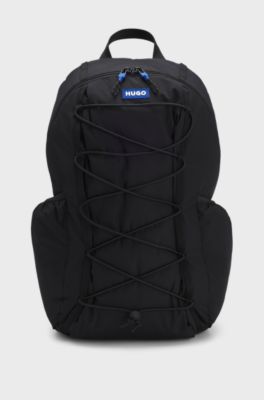Backpack with blue rubber logo patch, Black