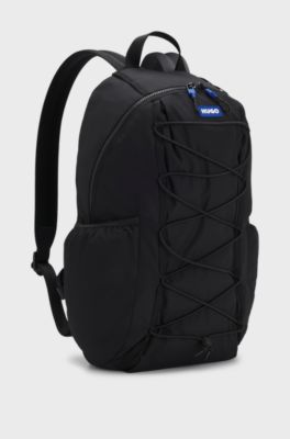 Backpack with blue rubber logo patch, Black