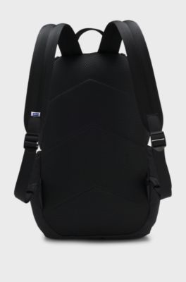 Backpack with blue rubber logo patch, Black