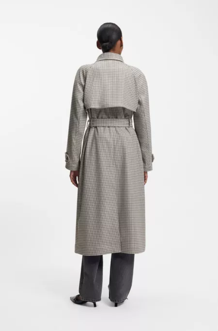 Trench pied-de-poule avec ceinture