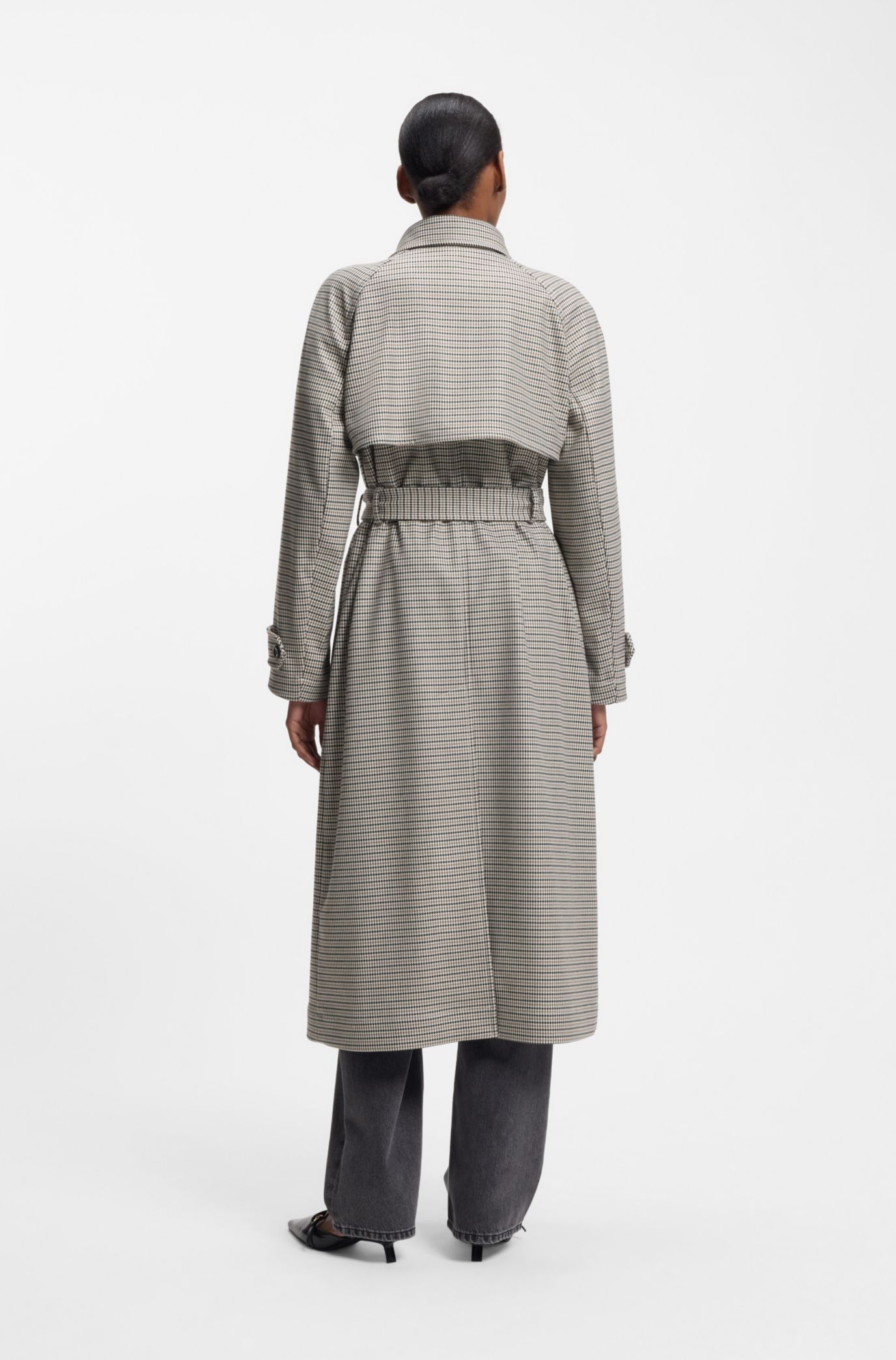 HUGO - ハウンドトゥース トレンチコート ベルト付き - パターン