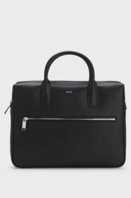 Borsa portadocumenti singola con scritta del logo, Nero