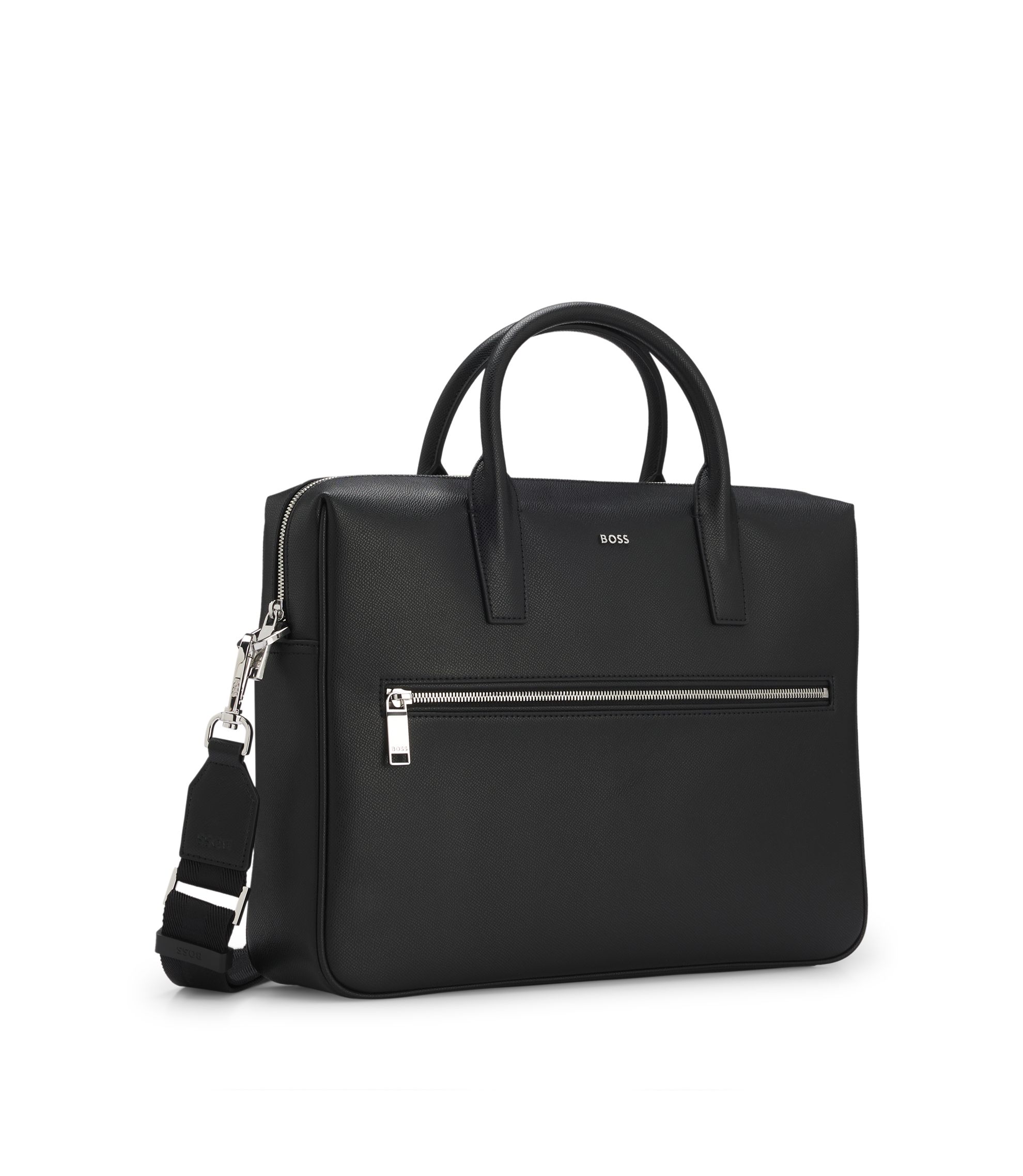BOSS - Single document case with logo lettering - Black