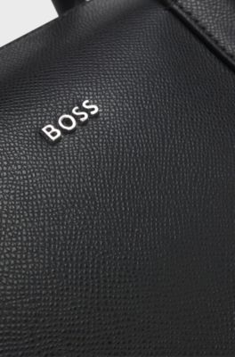 Borsa portadocumenti singola con scritta del logo, Nero