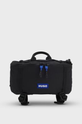 Belt bag with blue logo label, Black