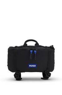 Marsupio con etichetta con logo blu, Nero