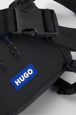 Belt bag with blue logo label, Black