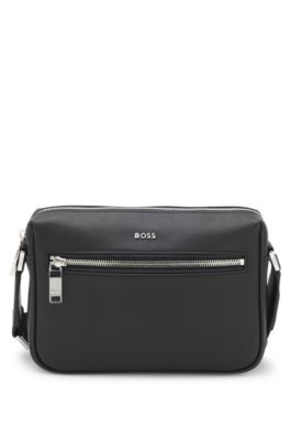 Crossbody bag with logo lettering, Black