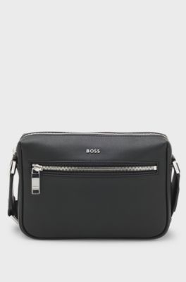 Bolso de bandolera con letras de logo, Negro