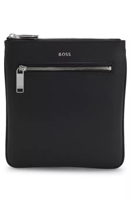 Zipped envelope bag with polished logo lettering