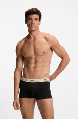Set van vijf korte boxershorts met logotailleband van stretchkatoen, Zwart