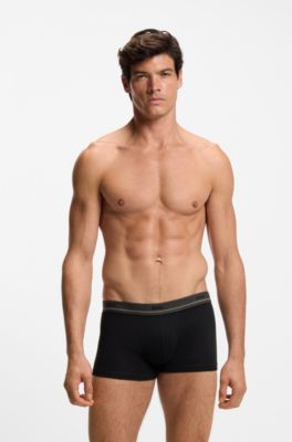 Five-pack of stretch-cotton trunks with logo waistbands, Black