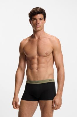 Five-pack of stretch-cotton trunks with logo waistbands, Black