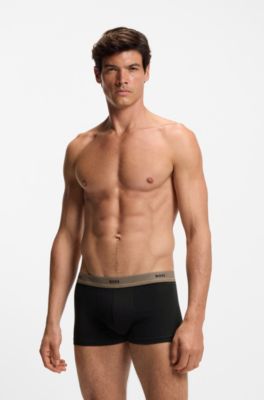 Five-pack of stretch-cotton trunks with logo waistbands, Black