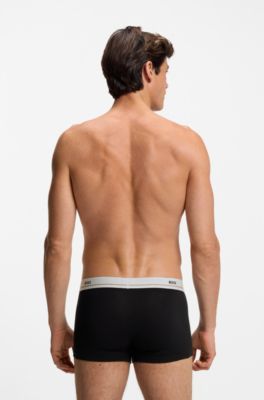 F&uuml;nferpack eng anliegende Boxershorts mit kurzem Bein aus Stretch-Baumwolle mit Logos am Bund, Schwarz