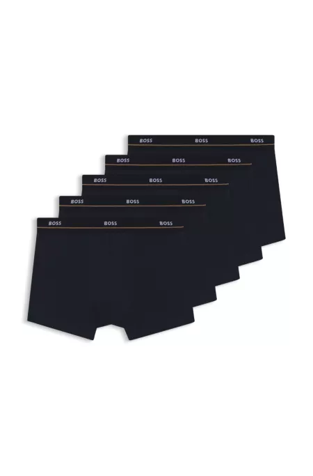 Five-pack of stretch-cotton trunks with logo waistbands