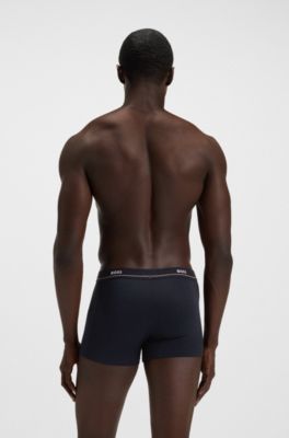 Five-pack of stretch-cotton trunks with logo waistbands, Dark Blue
