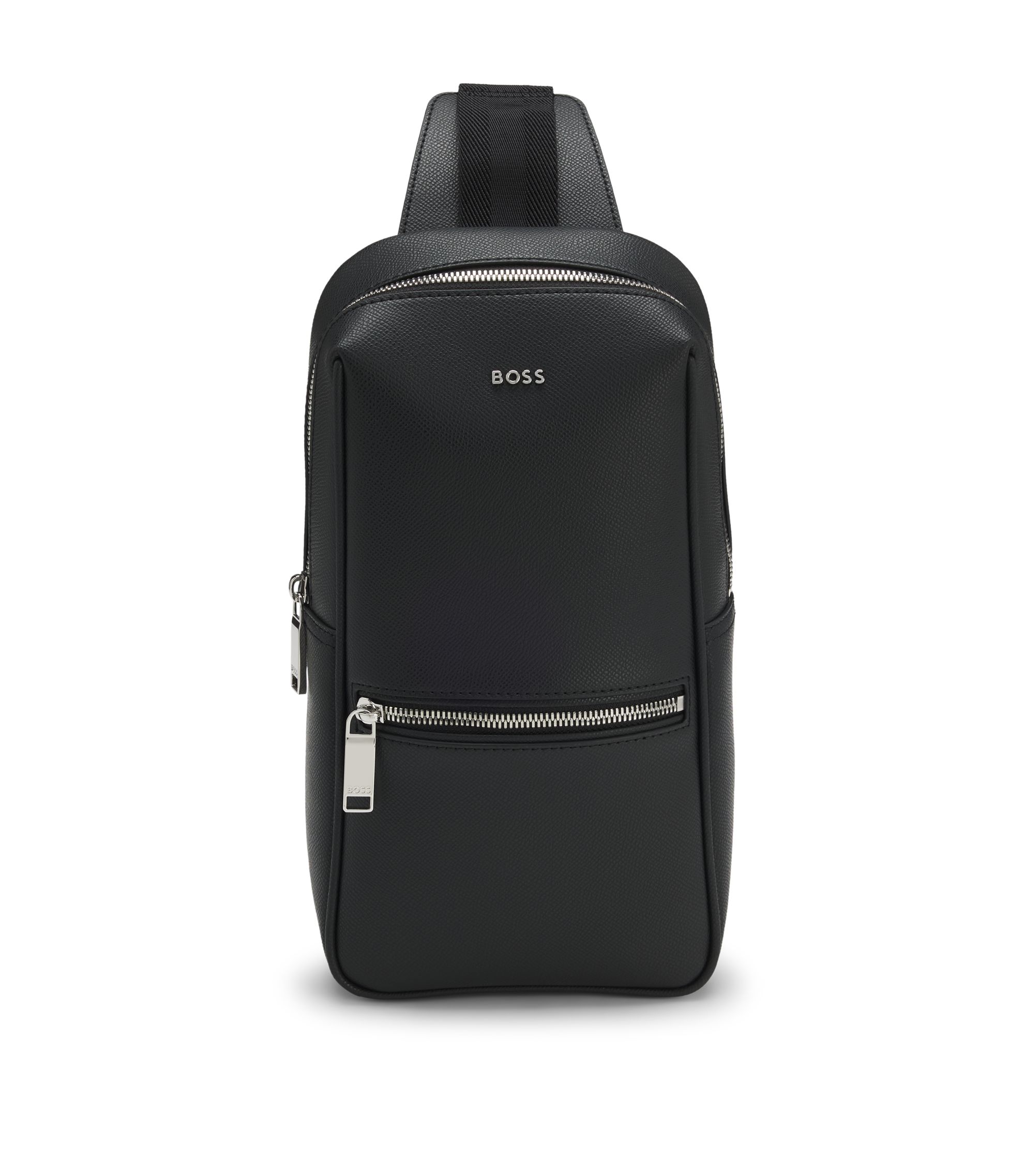 BOSS - Mono-strap backpack with polished trims - Black