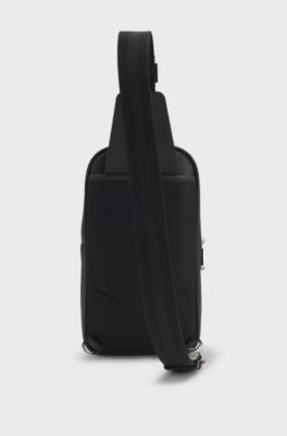 Mono-strap backpack with polished trims, Black