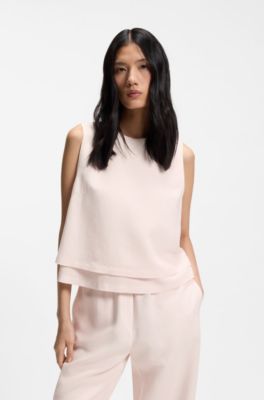 Layered top with open back, light pink