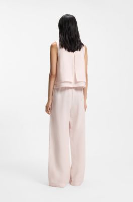 Layered top with open back, light pink