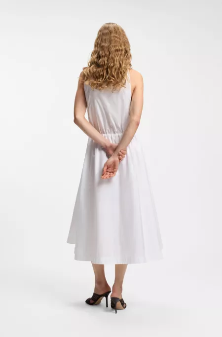 Cotton-poplin dress with drawcord waist