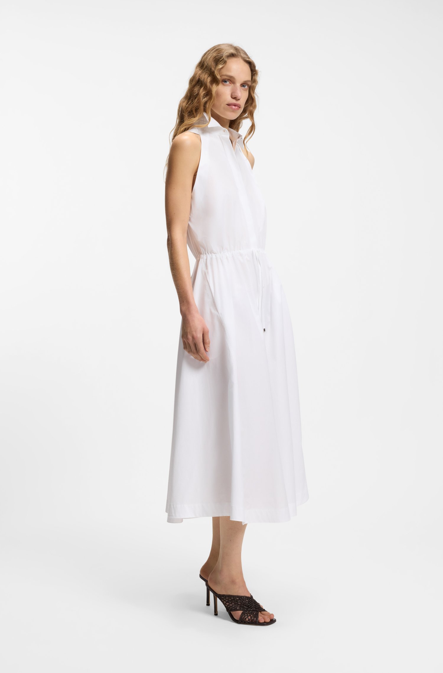 Boss Cotton-poplin dress with drawcord waist klänningar dam – bild 2
