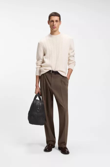 Woven-leather holdall with silver-tone logo