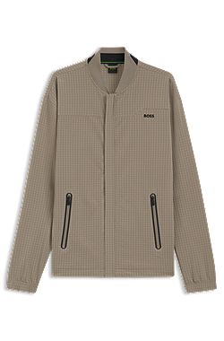Waffle-structured sweatshirt with framed zips