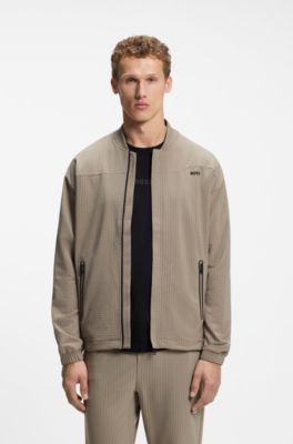 Waffle-structured sweatshirt with framed zips, Light Green