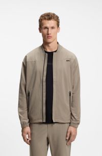 Waffle-structured sweatshirt with framed zips, Light Green