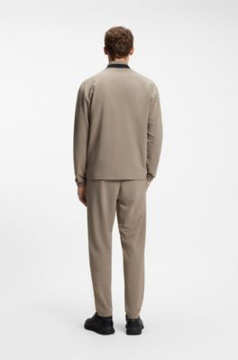 Waffle-structured sweatshirt with framed zips, Light Green