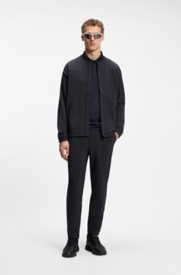 Sweatshirt met wafelstructuur en omkaderde ritssluitingen, Donkerblauw