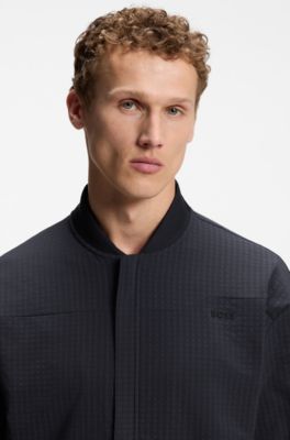 Sweatshirt met wafelstructuur en omkaderde ritssluitingen, Donkerblauw