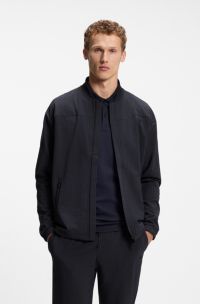 Waffle-structured sweatshirt with framed zips, Dark Blue