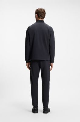 Waffle-structured sweatshirt with framed zips, Dark Blue