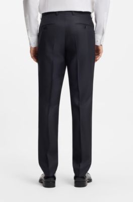 Two-piece regular-fit suit in virgin wool and silk, Dark Blue