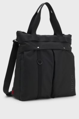 Cabas en tissu ripstop avec logo, Noir