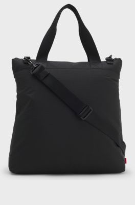 Ripstop tote bag with logo lettering, Black