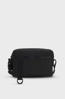 Crossbodytas van ripstop met logoletters, Zwart