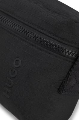 Ripstop crossbody bag with logo lettering, Black