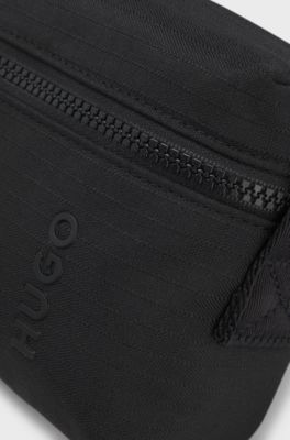 Ripstop crossbody bag with logo lettering, Black