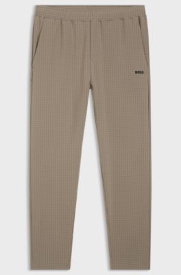 Drawstring trousers in stretch waffle fabric with framed zip, Light Green