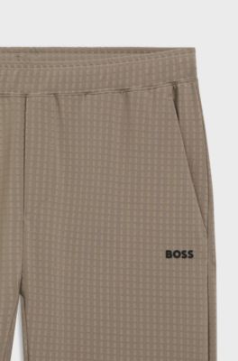 Drawstring trousers in stretch waffle fabric with framed zip, Light Green