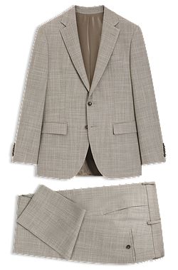 Two-piece slim-fit suit in a patterned wool-silk blend